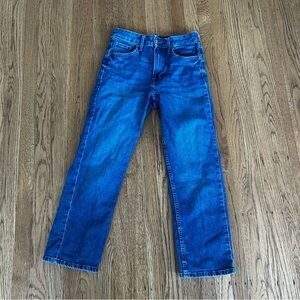 Blue Ankle Cropped Jeans/ straight leg jeans.